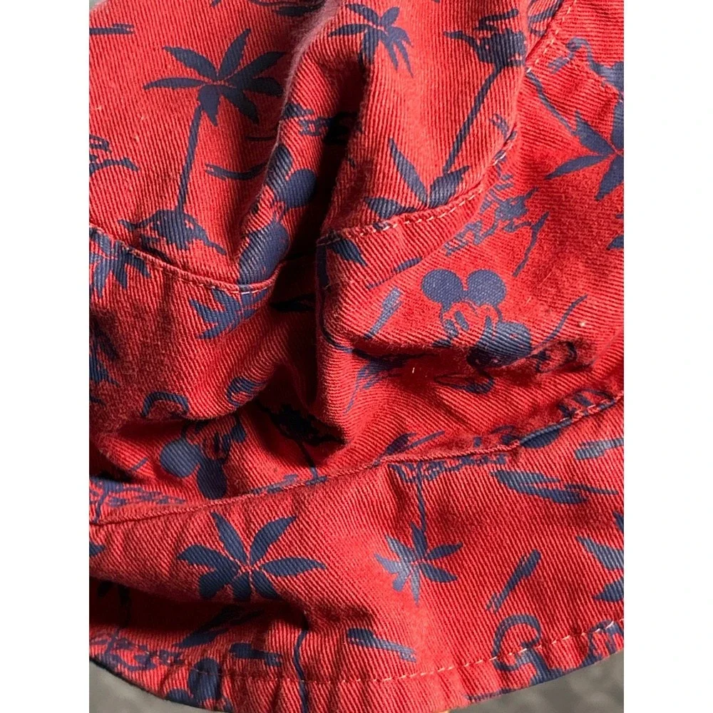 Disney Junk Food Kids Bucket Hat Red Mickey Mouse‎ Palm Tree Print